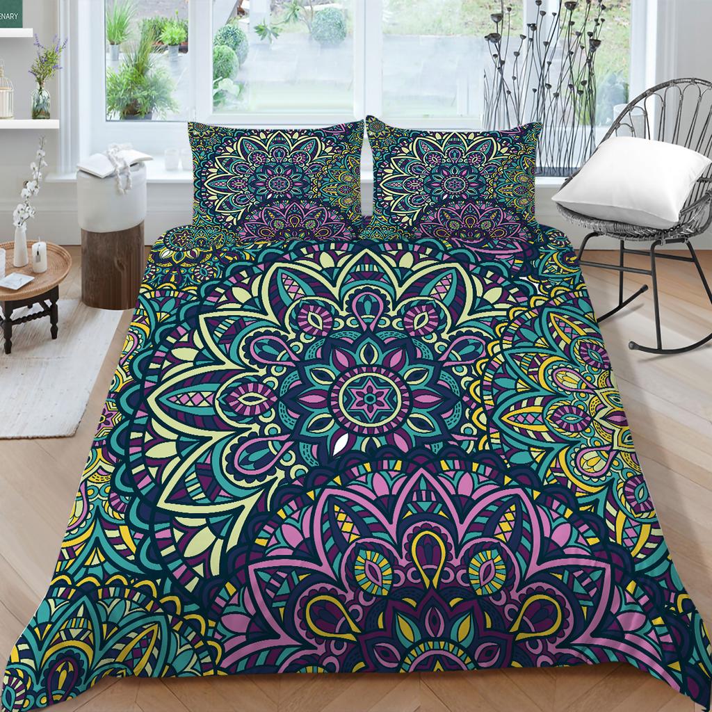3D Bohemian Printed Bedding Single Double Bed Full Size Tropical Pattern Pillowcase and Quilt Cover Comfortable Home Decoration