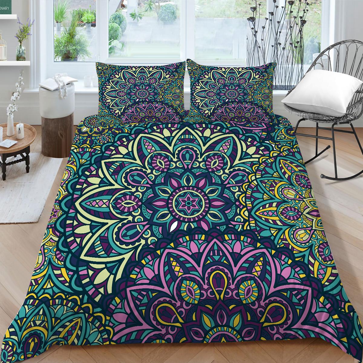 

3D богемное постельное белье с принтом, односпальная двуспальная кровать, полноразмерная наволочка с тропическим узором и пододеяльник, удобное украшение для дома EU Single 135x200cm