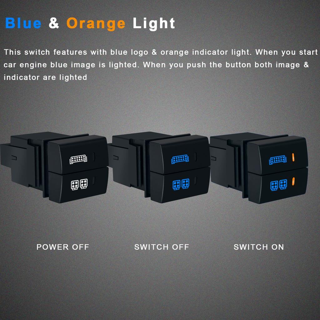 12V Led Dual Push Button Switch Front Rear Fog Lights Power Charger For Toyota Prado Hiace LandCruiser RAV4 Camry Corolla