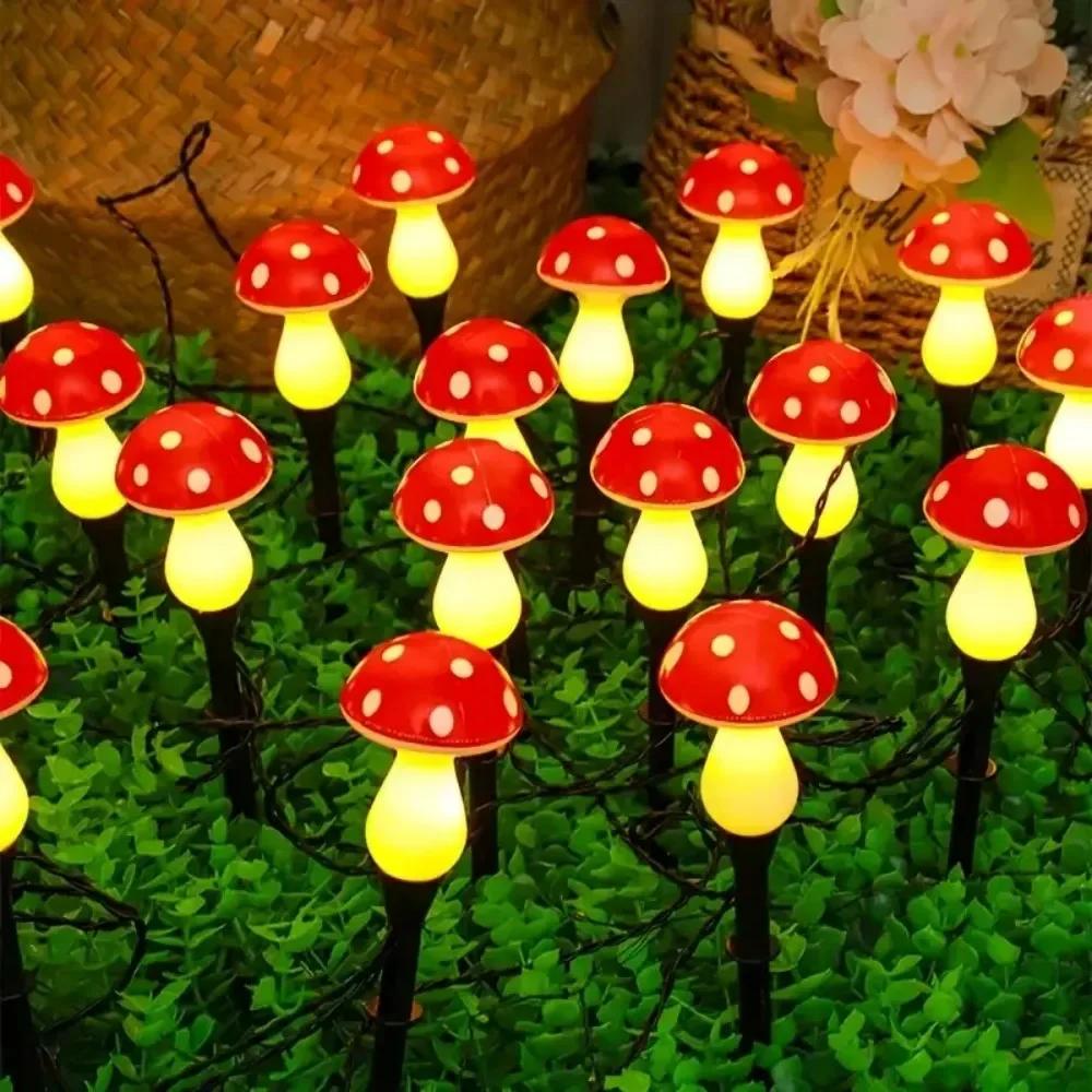 8/12/20 Head Solar Mushroom Lights Stake Garden Decor, Festive Christmas Fairy Lights for Outdoor Yard, Wedding Party Atmosphere
