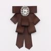 European & American Style Rhinestone Bow Tie Brooch for Shirt Collars - Black Thread Fabric Flower Accessory (TS272)