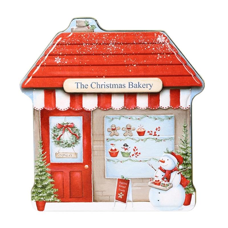 

Durable Metal Christmas Cottages Decorative Box With Secure Storage Holiday Decorative Metal Container For Small Items