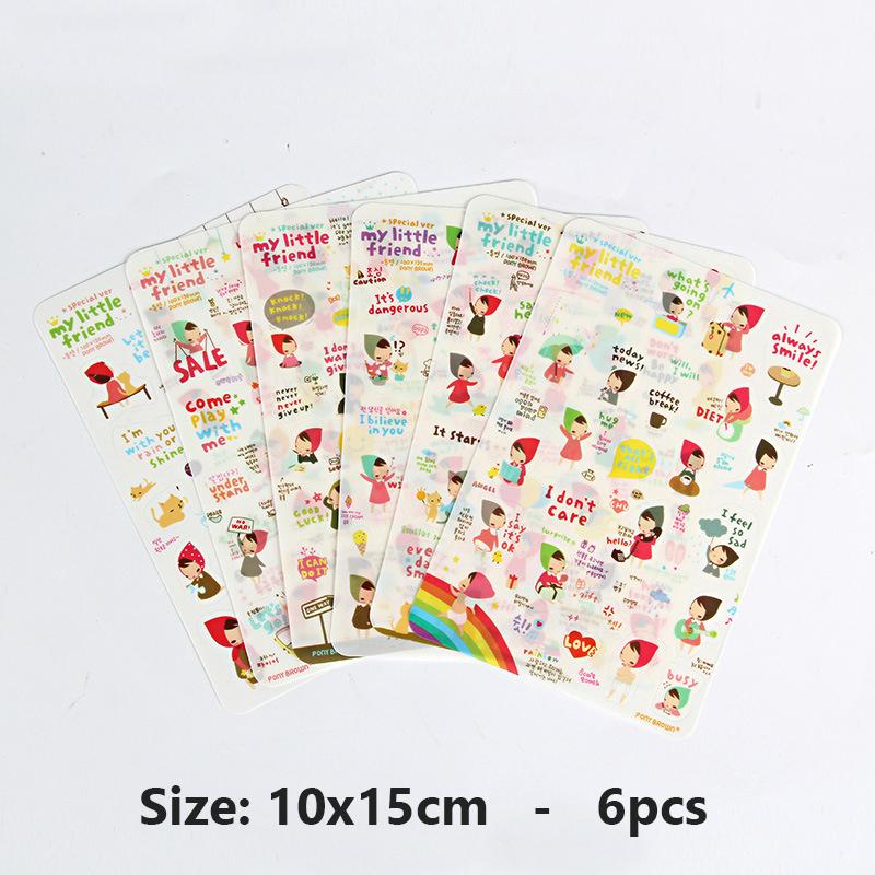 5pcs/6pcs Cute Cartoon Rabbit Animals Sticker PVC Diary Sticker Scrapbook Decoration Stationery Stickers for Cup Mobile Phone