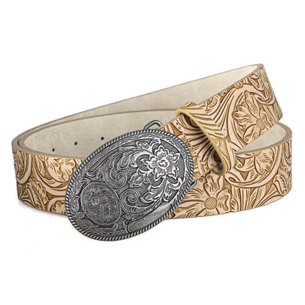 Trendy PU Leather Western Cowboy Belt Vintage Punk Rock Waistband Y2K Retro Jeans Pants Belt For Man Women 120cm хаки