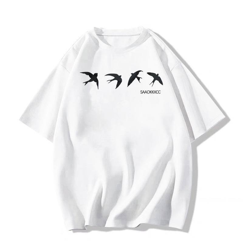 Women's Plus Size Pure Cotton White Short Sleeve T-Shirt - 2025 Design with Straight Shoulder and Half Sleeves