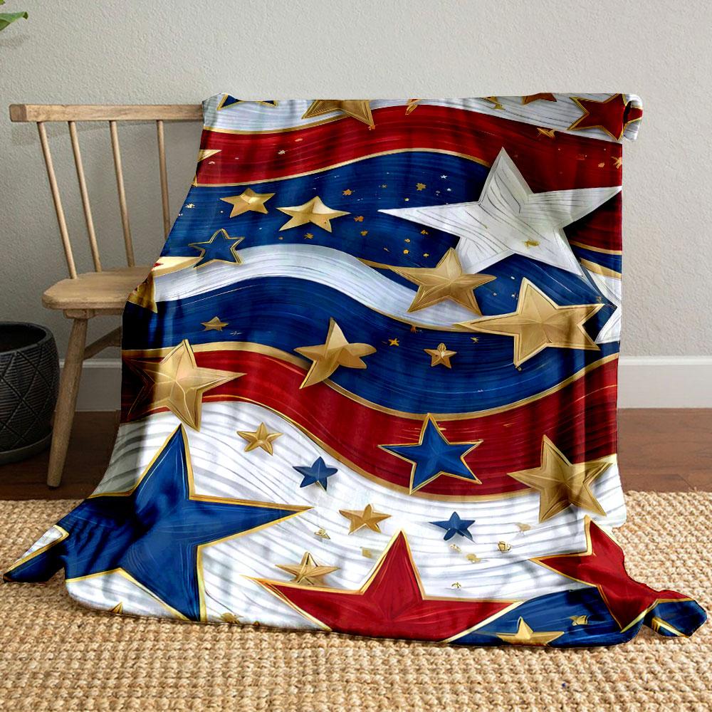 Patriotic Stars Stripes Blanket bedroom Blanket for Livingroom Couch lunch break Soft throw for Friend's festival Gift