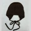 Autumn and winter twist knitted pullover hat literary post-split strap retro crochet wool hat warm rabbit fur blend hat