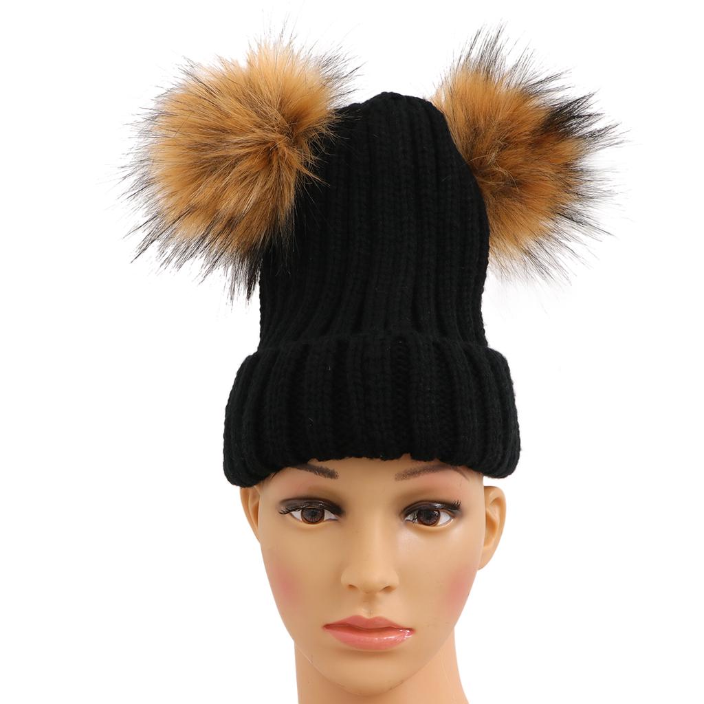 Winter Knit Beanie Bobble Hat Cap with 