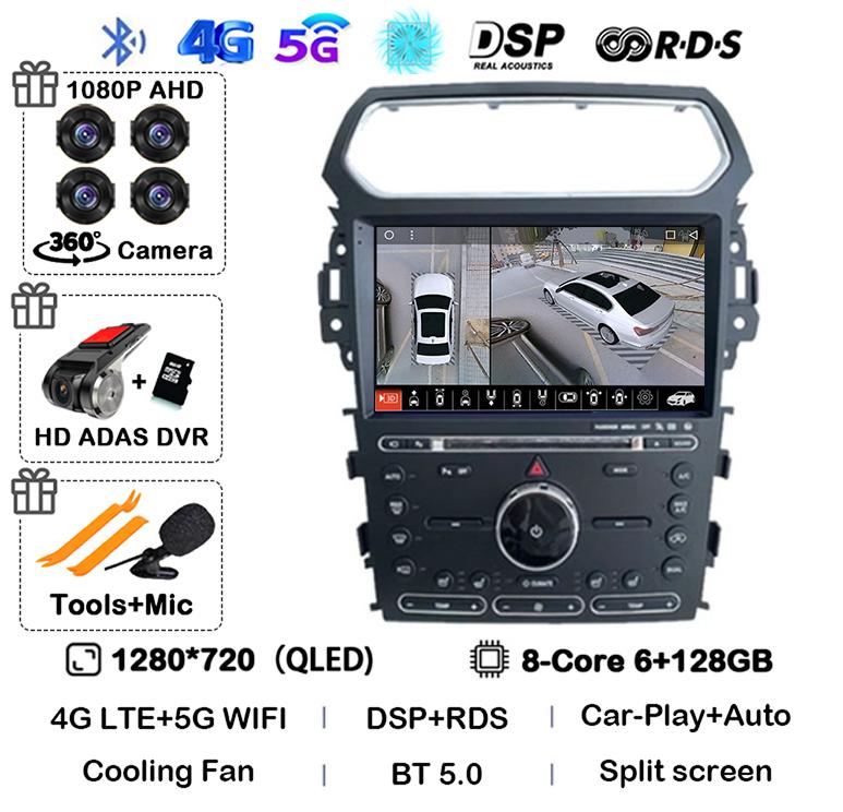Android 14 Carplay Car Radio For Ford Explorer Smart 2011 2012 2013 2014 2015 2016 2017 2018 2019 Multimedia Player GPS Stereo