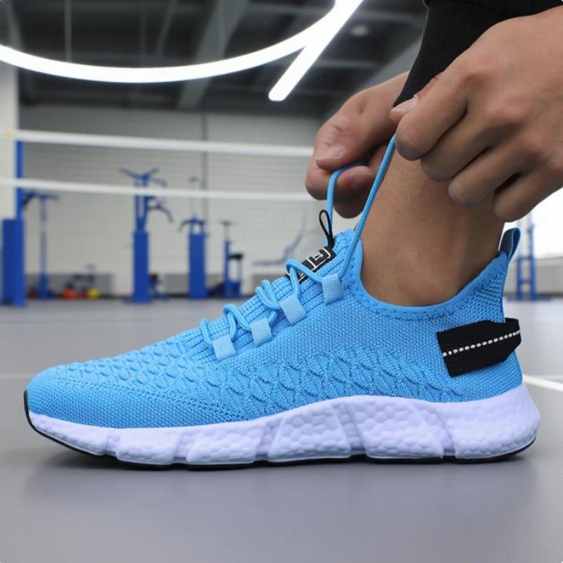 New Men'S Running Shoes Soft Soles Lightweight Innovative Design Sneakers Monochrome Mesh Breathable Fitness Leisure Men'S Shoes