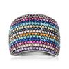 Dazzling Inlaid Multicolored CZ Women's Ring Trendy CopperColor Geometry Daily Wear Party Jewelry Anniversary Gift