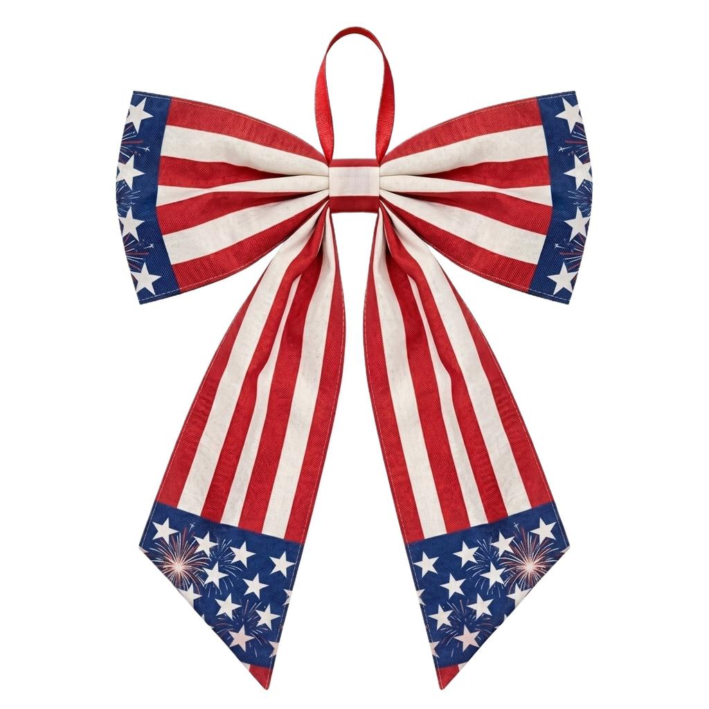 Patriotic Table Runner Banner for Independence Day Holiday Celebration American Flag Style Decorative Bow for Indoor Outdoor Use