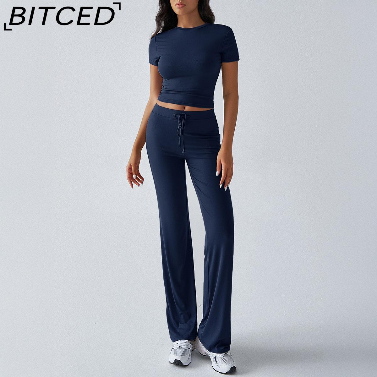 BITCED Женский Осенне-Зимний Элегантный Однотонный Набор Модной Повседневной Одежды с Круглым Вырезом S