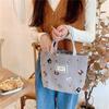 12 Embroidered Cat Handbag Literary Cute Bento Bag To Work Students Carry Small Cloth Bags