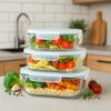 FOOD CONTAINER 3x Set of Rectangular Containers LUNCHBOX For Work Lunch