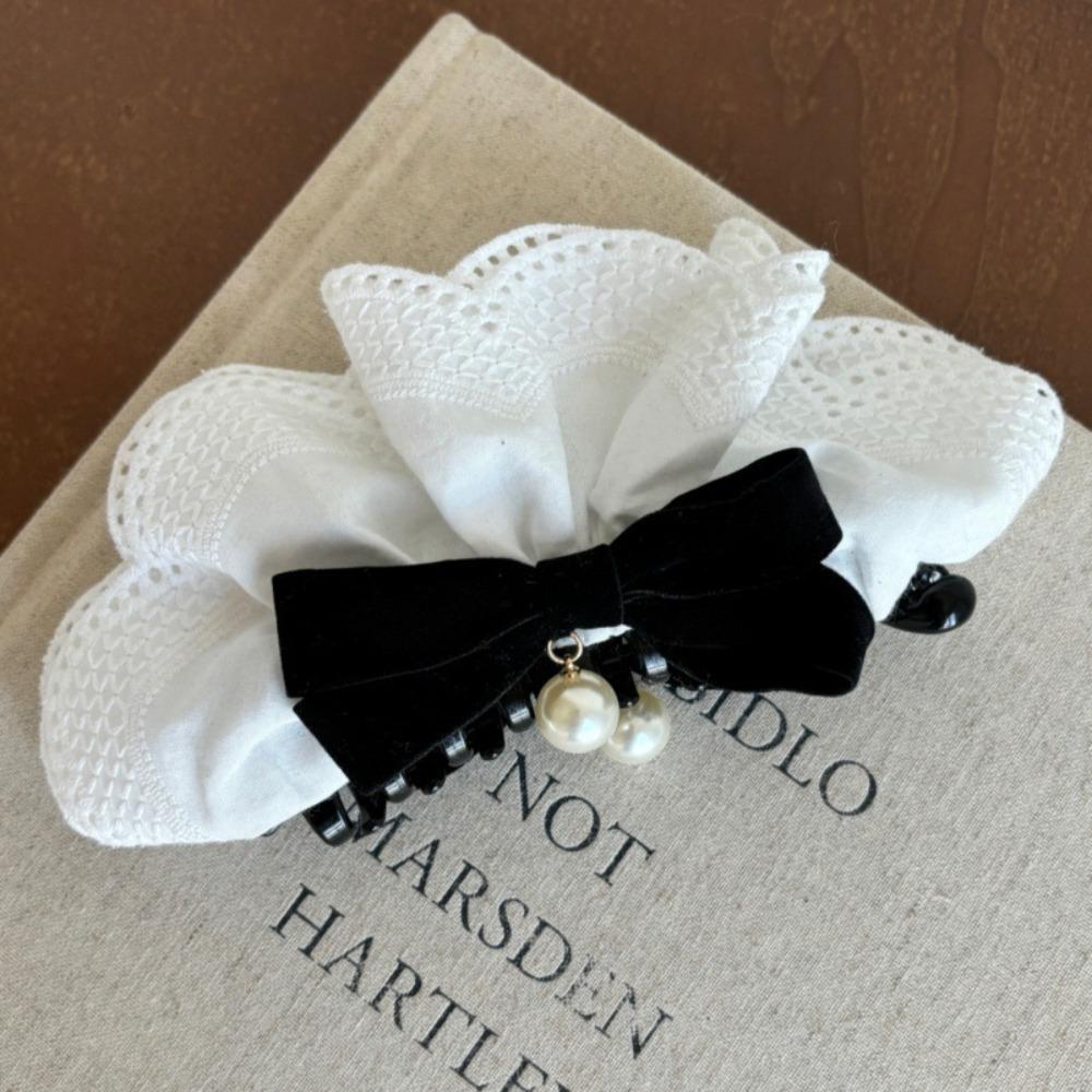 Hair Clips Red Velvet Bow Hair Clip Pearl Bow Vertical Clip Sweet Lace Bow Hairpin  Gift