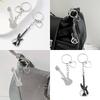 Elegant Full Rhinestones Hollow Metal Guitar Keychain Metal Keyring Pendant for Music Lovers and Fashion Enthusiasts