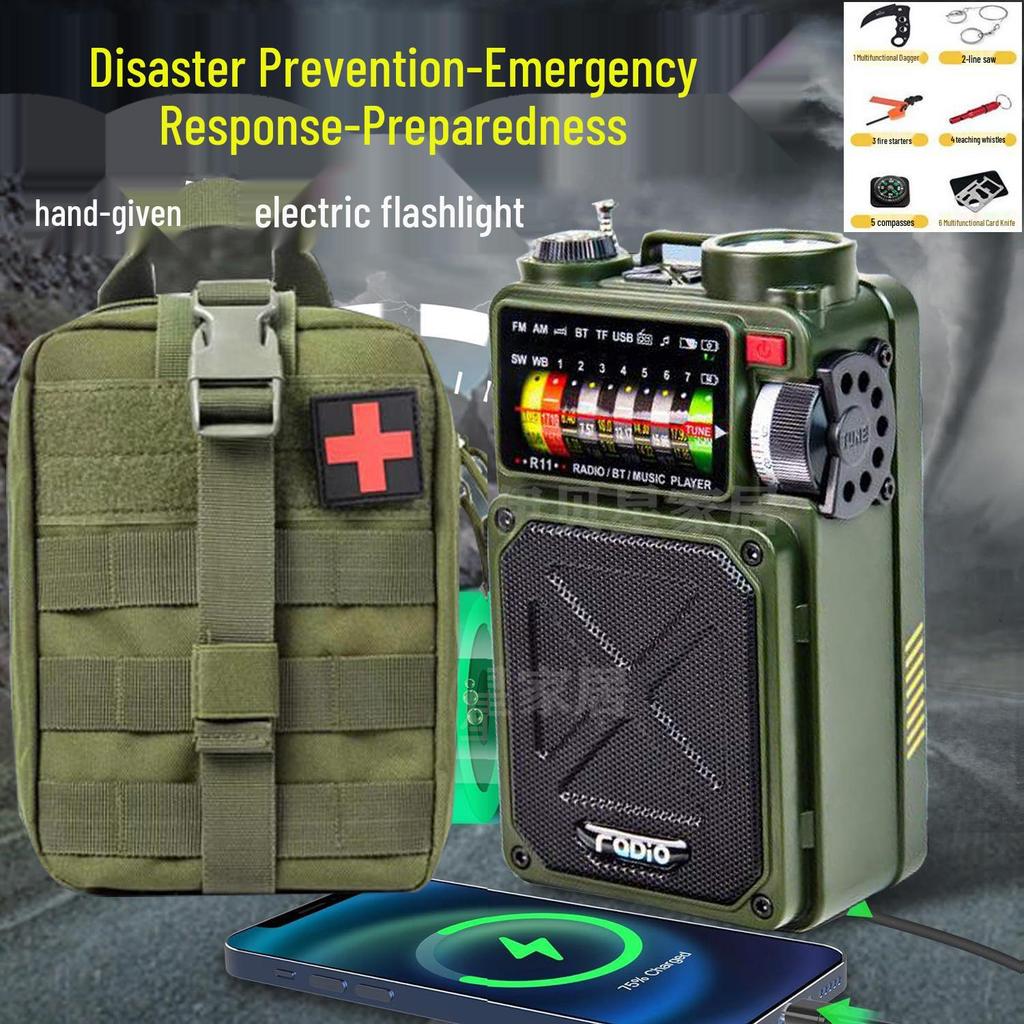 Emergency Solar Hand-Crank Radio and Flashlight for Disaster Preparedness