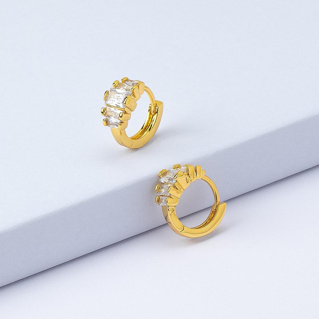 18K Gold-Plated Zircon Diamond Hoop Earrings, Vintage Chinese Style, Women's Light Luxury Trend