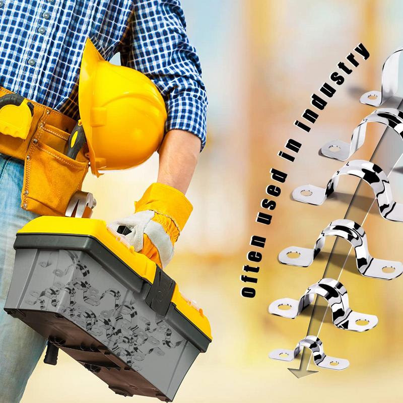 

10pcs U Shape Pipe Clamps 20-60mm Stainless Steel Two Hole Strap Conduit Tube Clip Water 2-hole U-tube Pipe Strap 20MM