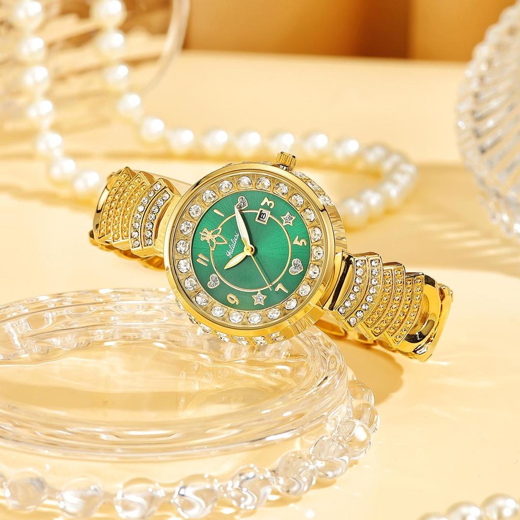 Damenuhr Luxus Strass Goldarmband Uhren Exquisites Kleines Rundes Zifferblatt Damen Armbanduhr Geschenke