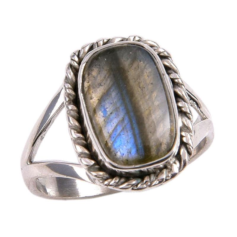 Natural Labradorite Gemstone 925 Solid Sterling Silver Jewelry Ring Size 7 G8u81