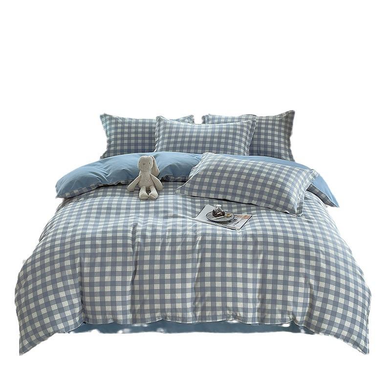 Brushed Cotton Plaid Bedding Set - Includes Duvet Cover, Bed Sheet, and Pillowcase