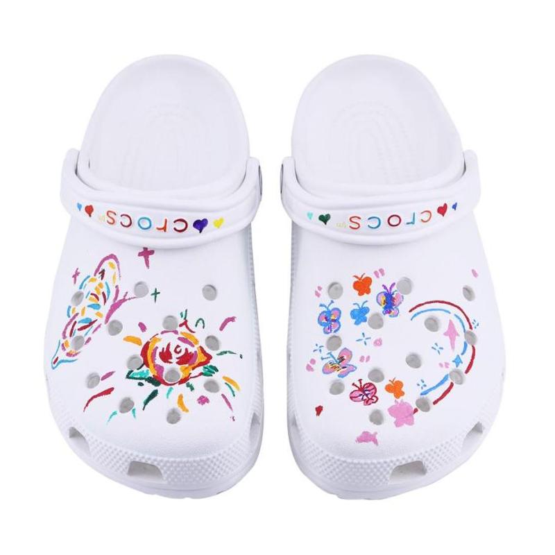 Crocs Classic clog Prince Rose SDS EVA Hand-Drawn Series Dream Style Cartoon Hole Shoes Unisex White