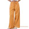 2024 Women's European & American Casual Striped Low Waist Wide Leg Drawstring Multi-Pocket Pants