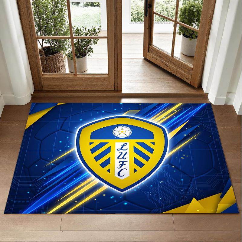 Leeds United Football Design Crystal Velvet Rug Soft Decorative Mat for Bedroom Entrance