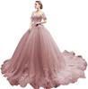One-word Shoulder Tutu Dress Wedding Dress Birthday Party Art Test Performance Long Trailing Dress