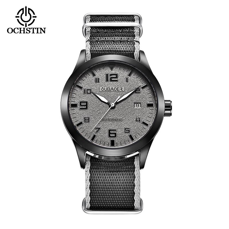 OCHSTIN Man Automatic Pilot Wrist Watches Luxury Self Wind Nylon Mechanic Male Clock Auto Date Relogio Masculino Gift for Men