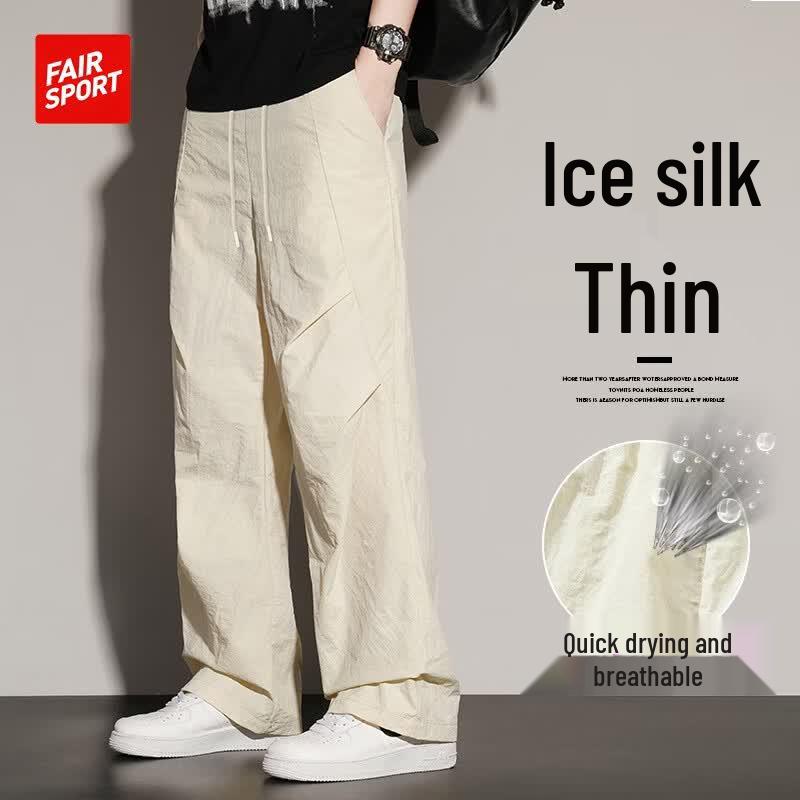 FAIR SPORT Men s Summer Ice Silk Wide-Leg Casual Pants XL