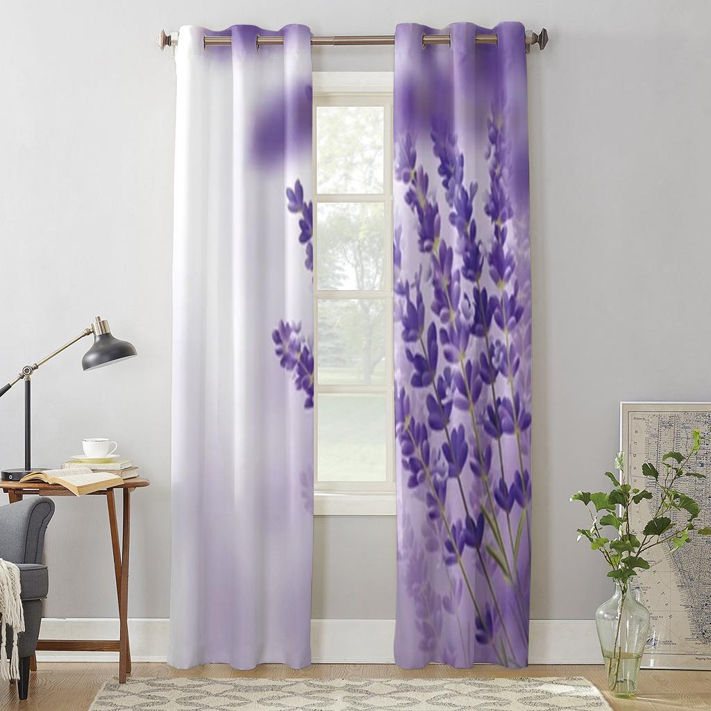 Lavender Background Window Curtains For Living Room Bedroom Luxury Modern Kitchen Curtains Fabric Drapes