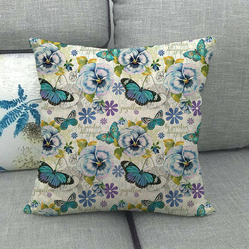 Colorful Butterfly Cartoon Insect Animal Digital Printing Short Plush Pillow Covers For Car Sofa Office Cushion Cover Home Goods