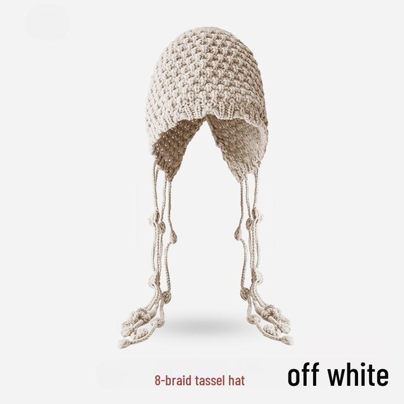 Festive Red Tassel Beanie - Women's Autumn/Winter Ear Protection Hat for Christmas and New Year