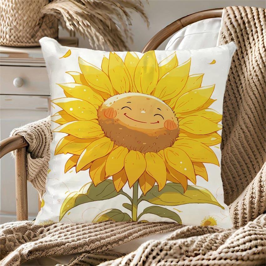 Butterfly Sunflower Series Throw Pillow Covers With Digital Printing Of Short Plush Fabric Car-Shaped Sofa Cushion Home Decor