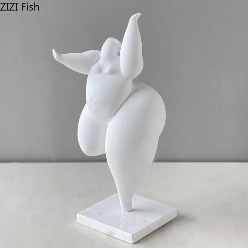 Minimalism Fat Girl Dancer Figures Statue Crafts Desk Decoration Character Resins Sculpture Ornaments Room Aesthetics Decor