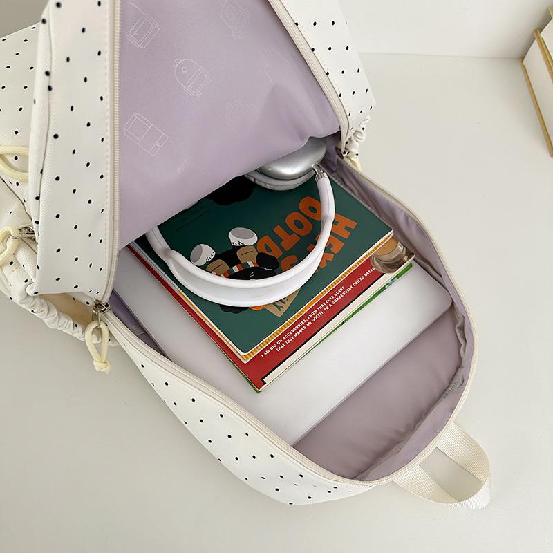 Schoolbag Small Fresh Sweet Cute Japanese College Wind Polka Dot Backpack Junior High School Students Casual Light Large Capacity Backpack