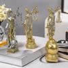 Justice Goddess Sculpture Resins Blind Law Lady Figurine with Scale Ornament for Bookshelves and Law Office Decors Gift