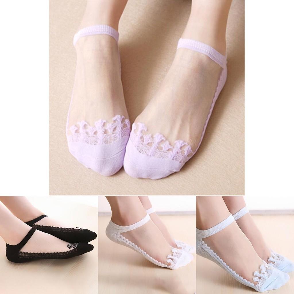 Elegant Women Colors Sexy Ultra-thin Elastic Silky Short Silk Lace Invisible Socks Ideal For Any Occasion