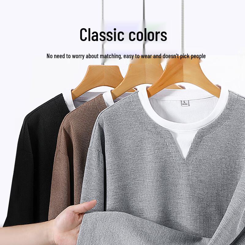 JEEP SPIRIT Men's Waffle Knit Faux Two-Piece Long Sleeve T-Shirt
