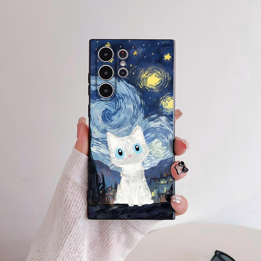Van ART G-Gogh Funny Cat Phone Case for Samsung S series s21 s22 s23 s24 s25 FE Plus Ultra TPU Soft to Skin-friendly case