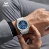 Waterproof Mens Chronograph Watches Steel Strap Moon Phase Calendar Frosted Metal Casual Wrist Watch