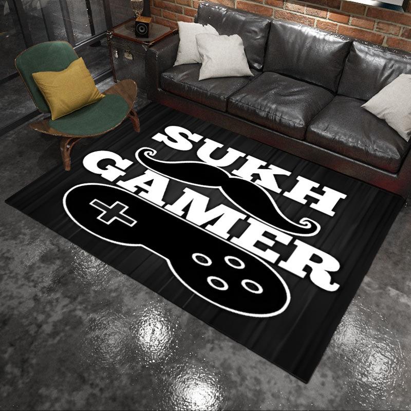 Vaporwave Sunset City Gamepad Area Rug Cyberpunk Retro Video Game Carpet For Boys Room Gaming Setup Decoration Large Floor Mat