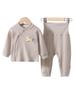 Newborn High-Waist Belly Protection Cotton Two-Piece Set for Boys and Girls - Autumn Home Wear Top and Bottoms