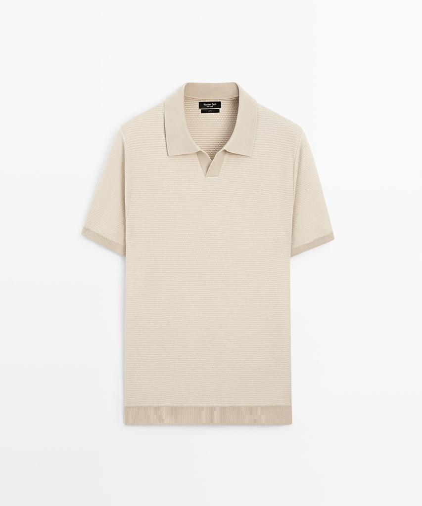 Masimodutti 100% Cotton Contrast Knit Polo Sweater