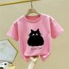 Summer Kids Cotton Short Sleeve T Shirt Cute Cat Print Boys Girls Half Sleeve Top