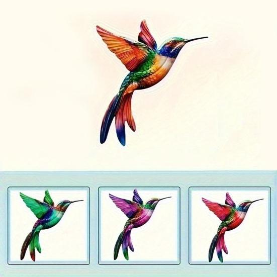 4 Pcs Acrylic Hummingbird Wall Art 2D Colorful Garden Birds Sculpture Outdoor Fence Hanging Ornaments for Garden Yard Living Room Kids Room Patio
