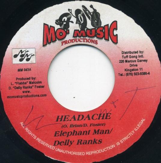 

7inch Record ELEPHANT MAN & DELLY RANKS / ISAN - Headache / Clear Di Way MM043 Mo Music Produ 2000 Jamaica Reggae, Ska & Dub Used